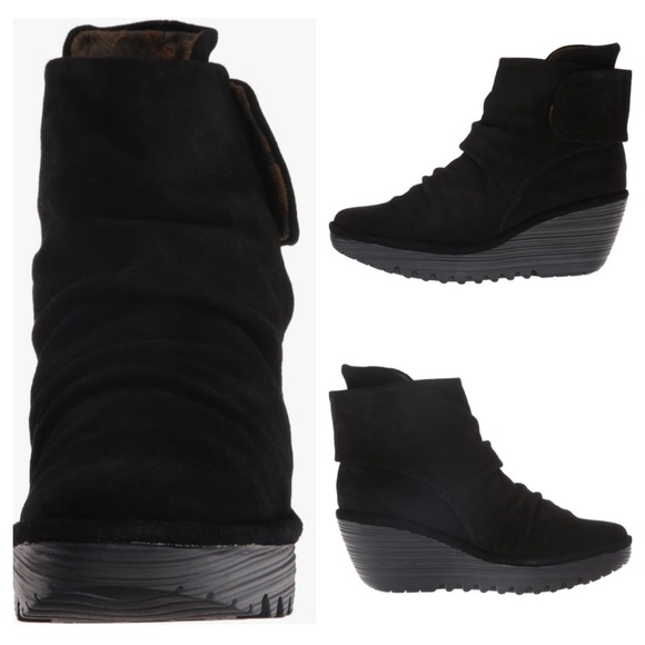 FLY London Women's Yegi689fly Ankle Bootie Black Suede size 41 - Picture 2 of 13